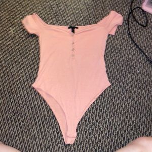 Cute Pink Bodysuit Off the Shoulder